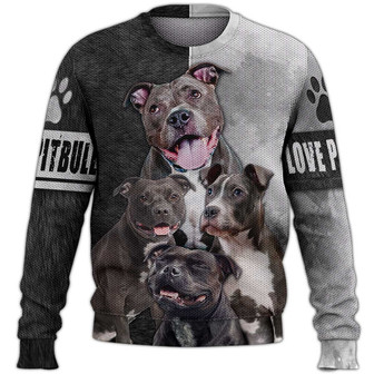 Pitbull Smile Sweater, Pitbull Sweater, Dog Sweater For Humans Christmas Sweater 3D Print Crewneck Men Women Sweater, Men Women 3D Print Sweater - Thegiftio UK