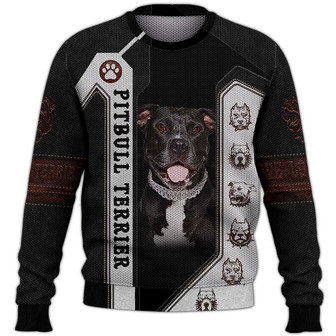 Pitbull Sweater, Dog Sweater For Humans Christmas Sweater 3D Print Crewneck Men Women Sweater, Men Women 3D Print Sweater - Thegiftio UK