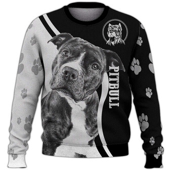 Pitbull Sweater, Dog Sweater For Humans Christmas Sweater 3D Print Crewneck Men Women Sweater, Men Women 3D Print Sweater - Thegiftio UK