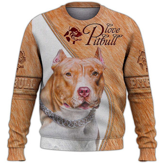 Pitbull Sweater, Dog Sweater For Humans Christmas Sweater 3D Print Crewneck Men Women Sweater, Men Women 3D Print Sweater - Thegiftio UK