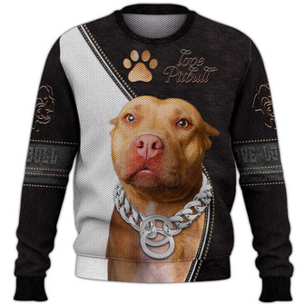 Pitbull Sweater, Dog Sweater For Humans Christmas Sweater 3D Print Crewneck Men Women Sweater, Men Women 3D Print Sweater - Thegiftio UK