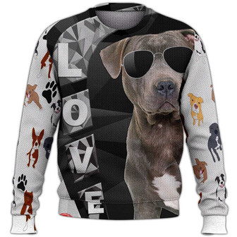 Pitbull Sweater, Dog Sweater For Humans Christmas Sweater 3D Print Crewneck Men Women Sweater, Men Women 3D Print Sweater - Thegiftio UK