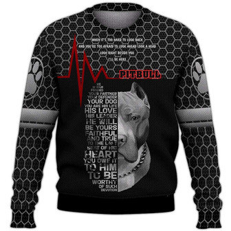Pitbull Sweater, Dog Sweater For Humans Christmas Sweater 3D Print Crewneck Men Women Sweater, Men Women 3D Print Sweater - Thegiftio UK