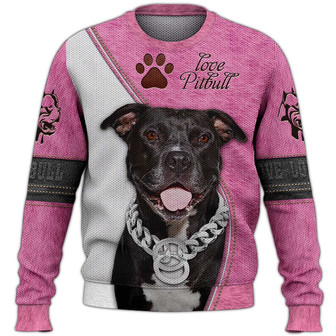 Pitbull Sweater, Dog Sweater For Humans Christmas Sweater 3D Print Crewneck Men Women Sweater, Men Women 3D Print Sweater - Thegiftio UK