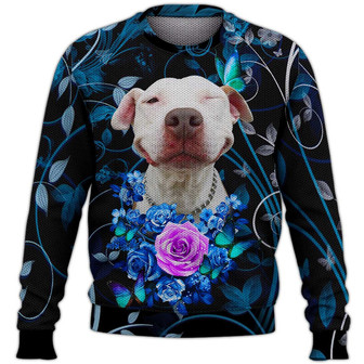 Pitbull Wink Sweater, Dog Sweater For Humans Christmas Sweater 3D Print Crewneck Men Women Sweater, Men Women 3D Print Sweater - Thegiftio UK