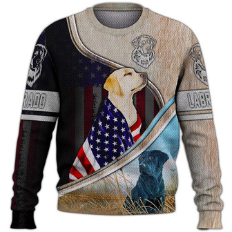 Proud American Labradors Sweater, Labrador Sweater, Dog Sweater For Humans Christmas Sweater 3D Print Crewneck Men Women Sweater, Men Women 3D Print Sweater - Thegiftio UK