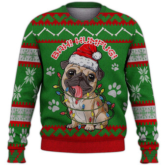 Pug Dog Christmas Sweater, Dog Sweater For Humans Christmas Sweater 3D Print Crewneck Men Women Sweater, Men Women 3D Print Sweater - Thegiftio UK