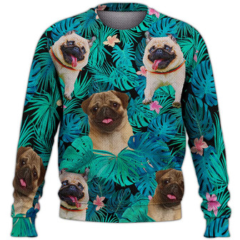 Funny Pug Sweater, Dog Sweater For Humans Christmas Sweater 3D Print Crewneck Men Women Sweater, Men Women 3D Print Sweater - Thegiftio UK