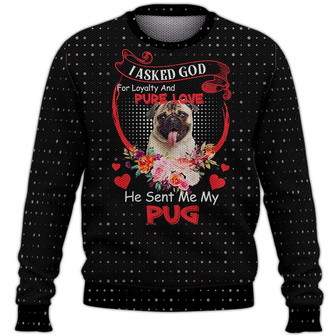 Pug Sweater, Dog Sweater For Humans Christmas Sweater 3D Print Crewneck Men Women Sweater, Men Women 3D Print Sweater - Thegiftio UK