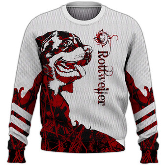 Red Rottweiler Sweater, Rottweiler Sweater, Dog Sweater For Humans Christmas Sweater 3D Print Crewneck Men Women Sweater, Men Women 3D Print Sweater - Thegiftio UK