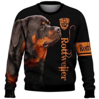 Rottweiler Cute Puppy Sweater, Rottweiler Sweater, Dog Sweater For Humans Christmas Sweater 3D Print Crewneck Men Women Sweater, Men Women 3D Print Sweater - Thegiftio UK