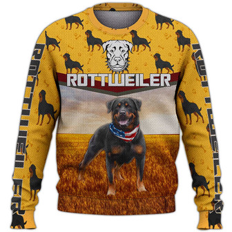 Rottweiler Cute Sweater, Rottweiler Sweater, Dog Sweater For Humans Christmas Sweater 3D Print Crewneck Men Women Sweater, Men Women 3D Print Sweater - Thegiftio UK