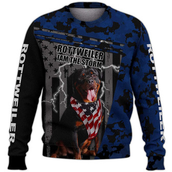 Rottweiler I Am The Storm Sweater, Rottweiler Sweater, Dog Sweater For Humans Christmas Sweater 3D Print Crewneck Men Women Sweater, Men Women 3D Print Sweater - Thegiftio UK