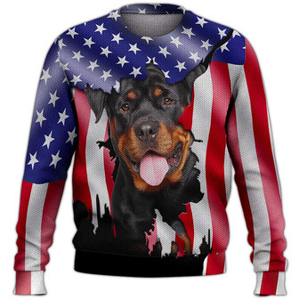 Rottweiler Sweater, Dog Sweater For Humans Christmas Sweater 3D Print Crewneck Men Women Sweater, Men Women 3D Print Sweater - Thegiftio UK