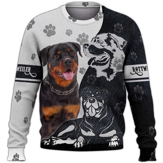 Rottweiler Sweater, Dog Sweater For Humans Christmas Sweater 3D Print Crewneck Men Women Sweater, Men Women 3D Print Sweater - Thegiftio UK