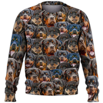 Rottweiler Sweater, Dog Sweater For Humans Christmas Sweater 3D Print Crewneck Men Women Sweater, Men Women 3D Print Sweater - Thegiftio UK
