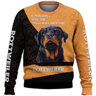 Rottweiler Sweater, Dog Sweater For Humans Christmas Sweater 3D Print Crewneck Men Women Sweater, Men Women 3D Print Sweater - Thegiftio UK
