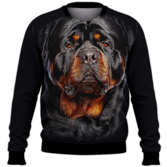 Rottweiler Sweater, Dog Sweater For Humans Christmas Sweater 3D Print Crewneck Men Women Sweater, Men Women 3D Print Sweater - Thegiftio UK