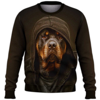 Rottweiler Sweater, Dog Sweater For Humans Christmas Sweater 3D Print Crewneck Men Women Sweater, Men Women 3D Print Sweater - Thegiftio UK