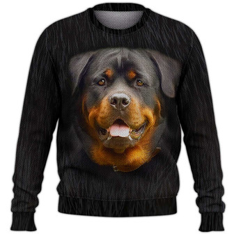 Rottweiler Sweater, Dog Sweater For Humans Christmas Sweater 3D Print Crewneck Men Women Sweater, Men Women 3D Print Sweater - Thegiftio UK