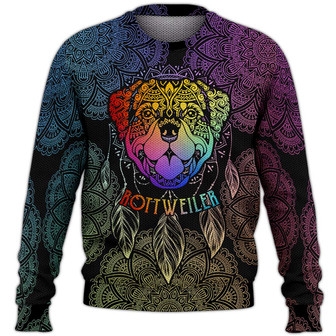 Rottweiler Sweater, Dog Sweater For Humans Christmas Sweater 3D Print Crewneck Men Women Sweater, Men Women 3D Print Sweater - Thegiftio UK