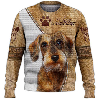 Schnauzer Sweater, Dog Sweater For Humans Christmas Sweater 3D Print Crewneck Men Women Sweater, Men Women 3D Print Sweater - Thegiftio UK