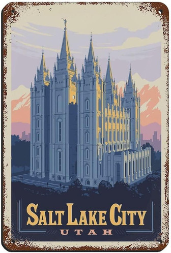 Travel Metal Sign Salt Lake City Utah Metal City Trip Landscape Vintage Metal Tin Sign Art Wall Decoration For Home Office Garden Man Cave Club Cafe Bar Decor Sign - Thegiftio UK