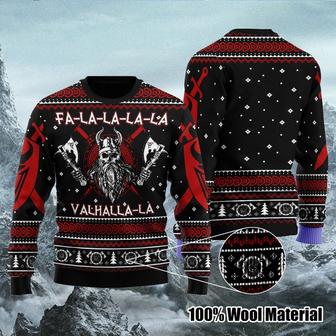 Vikings Valhalla Ugly Christmas Sweater, Vikings Valhalla Funny Christmas Sweater, Vikings Woolen Sweater, Wool Knit Sweater, Men Women 3D Print Sweater - Thegiftio UK
