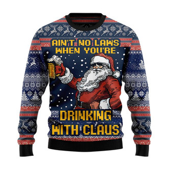 Ain't No Laws Santa Christmas Sweater, Men Women 3D Print Sweater - Thegiftio UK