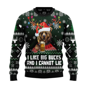 Bear Hunting and Beer Christmas Sweater, Men Women 3D Print Sweater - Thegiftio UK