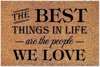 The Best Things In Life Are The People We Love Rectangular Coir Doormat Mats, Closing Gift Encouraging Funny Door Mats For Foyer Front Porch Back Door Patio - Thegiftio UK