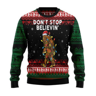 Bigfoot Don't Stop Believin' Christmas Sweater, Men Women 3D Print Sweater - Thegiftio UK