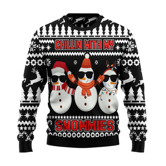 Chillin With My Snowmies Christmas Sweater, Men Women 3D Print Sweater - Thegiftio UK