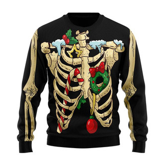 Christmas Awesome Skeleton Christmas Sweater, Men Women 3D Print Sweater - Thegiftio UK