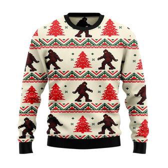 Christmas Bigfoot Red Pine Ugly Christmas Sweater, Men Women 3D Print Sweater - Thegiftio UK
