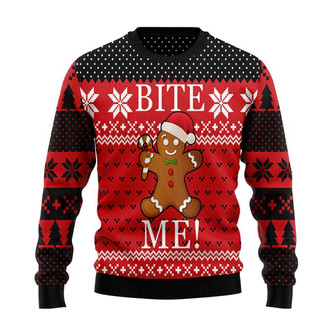 Christmas Bite Me Christmas Sweater, Men Women 3D Print Sweater - Thegiftio UK