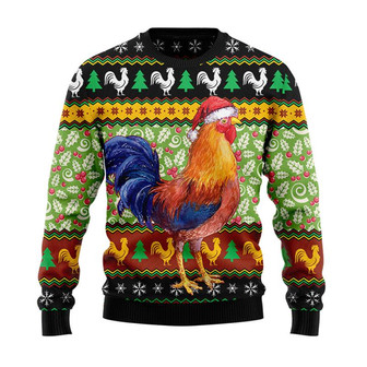 Christmas Chicken Christmas Sweater, Men Women 3D Print Sweater - Thegiftio UK