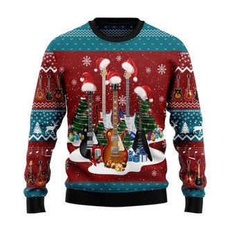 Christmas Guitar Christmas Sweater, Men Women 3D Print Sweater - Thegiftio UK