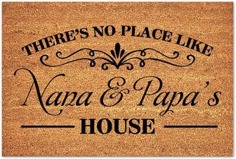 Coir Door Mat With Heavy-duty There's No Place Like Nana & Papa's House Small Rugs Funny Coir Doormat Outdoor / Indoor - Thegiftio UK