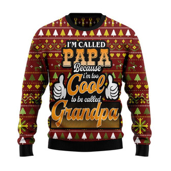 Too Cool To Be Called Grandpa Thumbs Up Christmas Sweater, Men Women 3D Print Sweater - Thegiftio UK