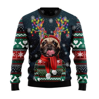 Cool French Bulldog Christmas Sweater, Gift For Dog Mom Dog Dad Dog Lover Men Women 3D Print Sweater - Thegiftio UK