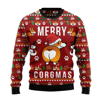 Funny Corgi Merry X-mas Christmas Sweater, Men Women 3D Print Sweater - Thegiftio UK