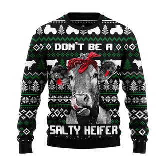 Cow Heifer Christmas Sweater, Men Women 3D Print Sweater - Thegiftio UK