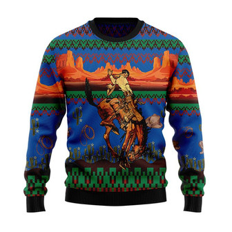 Cowboy Desert Horse Christmas Sweater, Men Women 3D Print Sweater - Thegiftio UK
