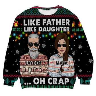 Custom name Like Father Like Daughter Personalized Christmas Sweater, Men Women 3D Print Sweater - Thegiftio UK