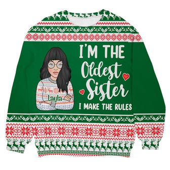 Custom Name Oldest Sisters Sweater Christmas Sweater, Personalized Gift For Sister Women 3D Print Sweater - Thegiftio UK
