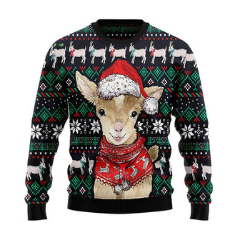 Cute Christmas Goat Christmas Sweater, Men Women 3D Print Sweater - Thegiftio UK