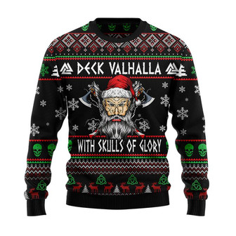 Deck Valhalla Viking Christmas Sweater, Men Women 3D Print Sweater - Thegiftio UK