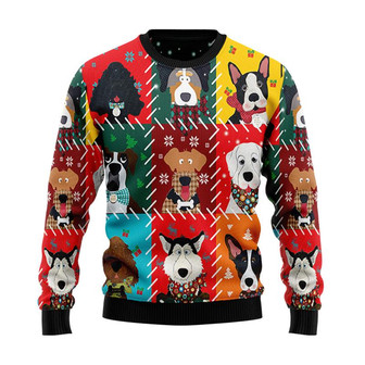 Dog Face Christmas Sweater, Men Women 3D Print Sweater - Thegiftio UK