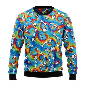 Dog Tie Dye Christmas Sweater, Men Women 3D Print Sweater - Thegiftio UK